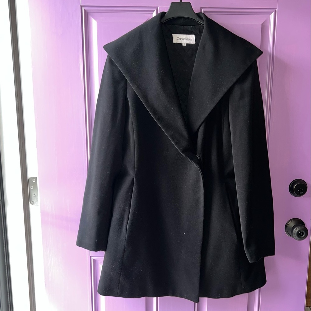 Calvin Klein Women’s Black Coat Snap Front Size Medium